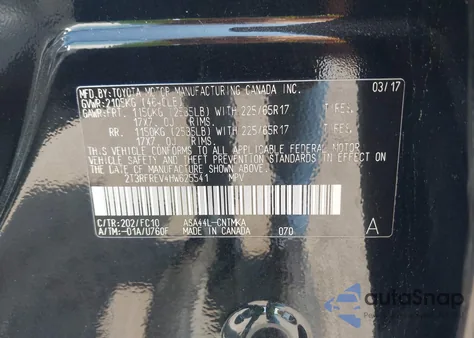 2017 Toyota Rav4 Xle from USA, damaged, VIN 2T3RFREV4HW625541